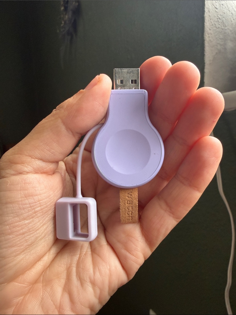 Apple Watch with White Sport Band and Lavender Charging Holder - Picture 4 of 7